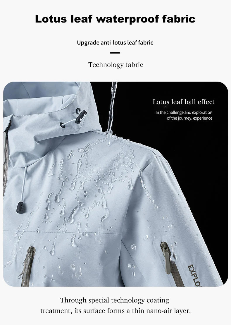 JNLN Unisex Rain Coat Hiking Camping Trekking Mountaineering Waterproof Jackets Men Women Outdoor Sporty Windproof Windbreaker