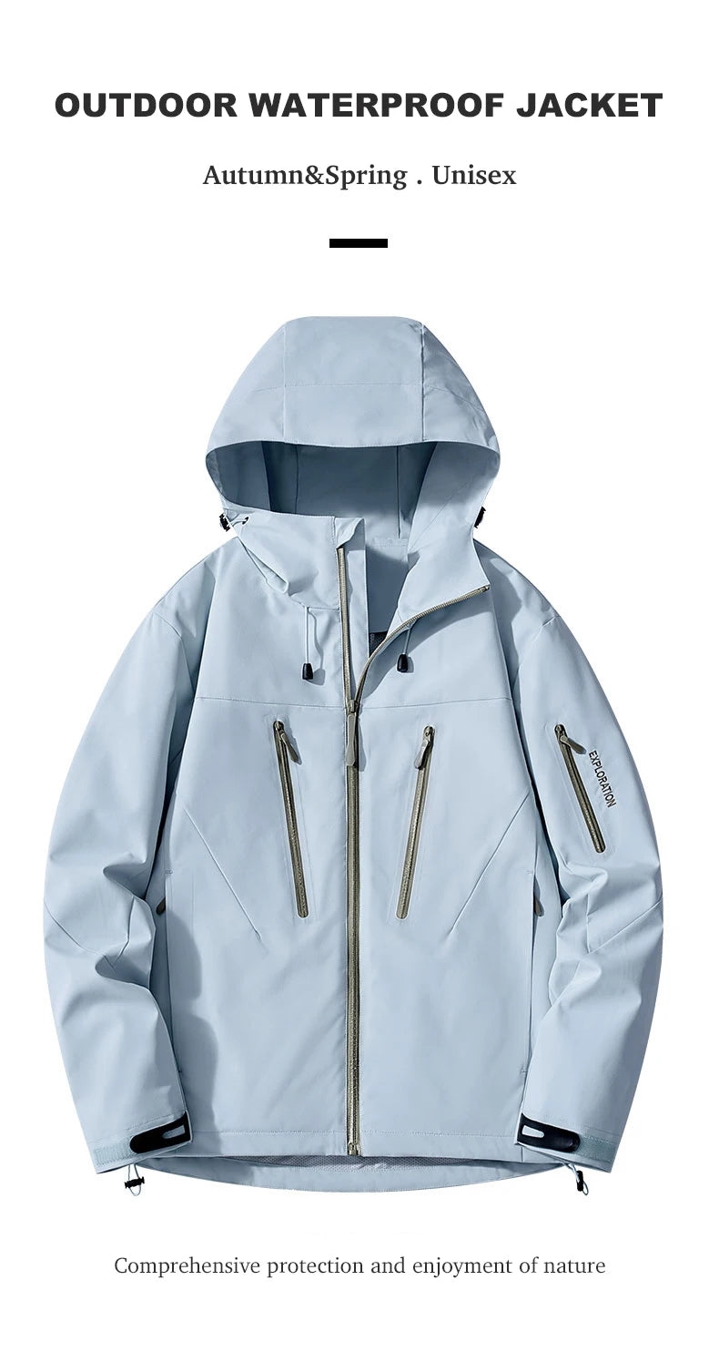 JNLN Unisex Rain Coat Hiking Camping Trekking Mountaineering Waterproof Jackets Men Women Outdoor Sporty Windproof Windbreaker
