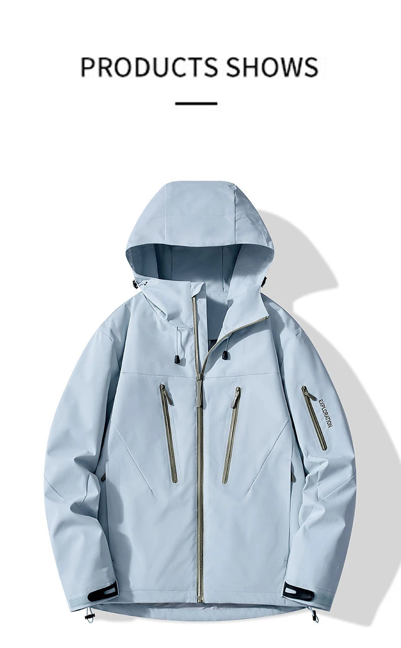 JNLN Unisex Rain Coat Hiking Camping Trekking Mountaineering Waterproof Jackets Men Women Outdoor Sporty Windproof Windbreaker