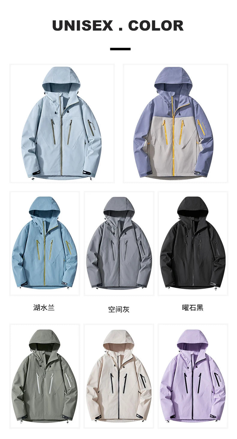 JNLN Unisex Rain Coat Hiking Camping Trekking Mountaineering Waterproof Jackets Men Women Outdoor Sporty Windproof Windbreaker